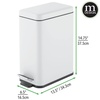 image:imagemDesign Small Modern 13 Gallon Rectangle Metal Lidded Step Trash Can Compact Garbage Bin with Removable Liner Bucket and Handle for Bathroom Kitchen Craft Room Office Garage  BlackWhite