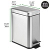 image:imagemDesign Small Modern 13 Gallon Rectangle Metal Lidded Step Trash Can Compact Garbage Bin with Removable Liner Bucket and Handle for Bathroom Kitchen Craft Room Office Garage  BlackBrushed