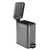 image:imagemDesign Small Modern 13 Gallon Rectangle Metal Lidded Step Trash Can Compact Garbage Bin with Removable Liner Bucket and Handle for Bathroom Kitchen Craft Room Office Garage  BlackGraphite Gray