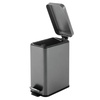 image:imagemDesign Small Modern 13 Gallon Rectangle Metal Lidded Step Trash Can Compact Garbage Bin with Removable Liner Bucket and Handle for Bathroom Kitchen Craft Room Office Garage  BlackGraphite Gray