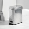 image:imagemDesign Small Modern 13 Gallon Rectangle Metal Lidded Step Trash Can Compact Garbage Bin with Removable Liner Bucket and Handle for Bathroom Kitchen Craft Room Office Garage  BlackChrome