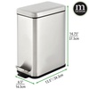 image:imagemDesign Small Modern 13 Gallon Rectangle Metal Lidded Step Trash Can Compact Garbage Bin with Removable Liner Bucket and Handle for Bathroom Kitchen Craft Room Office Garage  BlackBrushed