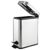 image:imagemDesign Small Modern 13 Gallon Rectangle Metal Lidded Step Trash Can Compact Garbage Bin with Removable Liner Bucket and Handle for Bathroom Kitchen Craft Room Office Garage  BlackChrome