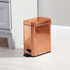 image:imagemDesign Small Modern 13 Gallon Rectangle Metal Lidded Step Trash Can Compact Garbage Bin with Removable Liner Bucket and Handle for Bathroom Kitchen Craft Room Office Garage  BlackCopper