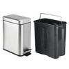 image:imagemDesign Small Modern 13 Gallon Rectangle Metal Lidded Step Trash Can Compact Garbage Bin with Removable Liner Bucket and Handle for Bathroom Kitchen Craft Room Office Garage  BlackBrushed