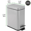 image:imagemDesign Small Modern 13 Gallon Rectangle Metal Lidded Step Trash Can Compact Garbage Bin with Removable Liner Bucket and Handle for Bathroom Kitchen Craft Room Office Garage  BlackGray