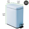 image:imagemDesign Small Modern 13 Gallon Rectangle Metal Lidded Step Trash Can Compact Garbage Bin with Removable Liner Bucket and Handle for Bathroom Kitchen Craft Room Office Garage  BlackLight Blue