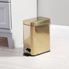 image:imagemDesign Small Modern 13 Gallon Rectangle Metal Lidded Step Trash Can Compact Garbage Bin with Removable Liner Bucket and Handle for Bathroom Kitchen Craft Room Office Garage  BlackSoft Brass