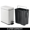 image:imagemDesign Small Modern 13 Gallon Rectangle Metal Lidded Step Trash Can Compact Garbage Bin with Removable Liner Bucket and Handle for Bathroom Kitchen Craft Room Office Garage  BlackLight Grey
