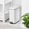 image:imagemDesign Small Modern 13 Gallon Rectangle Metal Lidded Step Trash Can Compact Garbage Bin with Removable Liner Bucket and Handle for Bathroom Kitchen Craft Room Office Garage  BlackWhite