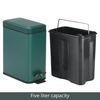 image:imagemDesign Small Modern 13 Gallon Rectangle Metal Lidded Step Trash Can Compact Garbage Bin with Removable Liner Bucket and Handle for Bathroom Kitchen Craft Room Office Garage  BlackHunter