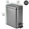 image:imagemDesign Small Modern 13 Gallon Rectangle Metal Lidded Step Trash Can Compact Garbage Bin with Removable Liner Bucket and Handle for Bathroom Kitchen Craft Room Office Garage  BlackGraphite Gray