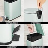 image:imagemDesign Small Modern 13 Gallon Rectangle Metal Lidded Step Trash Can Compact Garbage Bin with Removable Liner Bucket and Handle for Bathroom Kitchen Craft Room Office Garage  BlackLight Mint Green