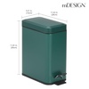 image:imagemDesign Small Modern 13 Gallon Rectangle Metal Lidded Step Trash Can Compact Garbage Bin with Removable Liner Bucket and Handle for Bathroom Kitchen Craft Room Office Garage  BlackHunter