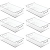 image:imagemDesign Small Plastic Nursery Storage Container Bins with Handles for Organization in Pantry Cabinet Closet or Cubby Shelves  Organizer for Baby Food Bibs Formula and Burp Cloths  6 Pack Clear