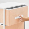 image:imagemDesign Small Storage Dresser EndSide Table Night Stand with 2 Removable Fabric Drawers  Organizer for Bedroom Living Room Closet  Hold Clothes Linens Accessories Jane Collection PeachWhite
