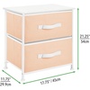 image:imagemDesign Small Storage Dresser EndSide Table Night Stand with 2 Removable Fabric Drawers  Organizer for Bedroom Living Room Closet  Hold Clothes Linens Accessories Jane Collection PeachWhite