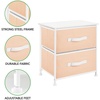 image:imagemDesign Small Storage Dresser EndSide Table Night Stand with 2 Removable Fabric Drawers  Organizer for Bedroom Living Room Closet  Hold Clothes Linens Accessories Jane Collection PeachWhite