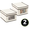 image:imagemDesign Soft Fabric Stackable Closet Storage Organizer Box with Clear Window and Attached Hinged Lid for Bedroom Hallway Entryway Closets 2 Pack  CreamEspresso Brown