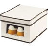 image:imagemDesign Soft Fabric Stackable Closet Storage Organizer Box with Clear Window and Attached Hinged Lid for Bedroom Hallway Entryway Closets 2 Pack  CreamEspresso Brown