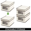 image:imagemDesign Soft Fabric Stackable Closet Storage Organizer Box with Clear Window and Attached Hinged Lid for Bedroom Hallway Entryway Closets 2 Pack  CreamEspresso Brown