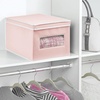 image:imagemDesign Soft Stackable Fabric Closet Storage Organizer Holder Box Bin with Clear Window Attached Hinged Lid  Bedroom Hallway Entryway Bathroom  Large  4 Pack PinkWhite