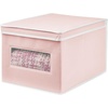 image:imagemDesign Soft Stackable Fabric Closet Storage Organizer Holder Box Bin with Clear Window Attached Hinged Lid  Bedroom Hallway Entryway Bathroom  Large  4 Pack PinkWhite