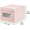 image:imagemDesign Soft Stackable Fabric Closet Storage Organizer Holder Box Bin with Clear Window Attached Hinged Lid  Bedroom Hallway Entryway Bathroom  Large  4 Pack PinkWhite