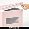 image:imagemDesign Soft Stackable Fabric Closet Storage Organizer Holder Box Bin with Clear Window Attached Hinged Lid  Bedroom Hallway Entryway Bathroom  Large  4 Pack PinkWhite