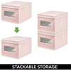 image:imagemDesign Soft Stackable Fabric Closet Storage Organizer Holder Box Bin with Clear Window Attached Hinged Lid  Bedroom Hallway Entryway Bathroom  Large  4 Pack PinkWhite