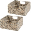 image:imagemDesign Storage Box in Set of 2  Braided Water Hyacinth Basket  Ideal Storage Accessory for Organization in a Shelf  Grey