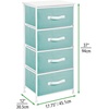 image:imagemDesign Tall Dresser Storage Tower Stand with 4 Removable Fabric Drawers  Steel Frame Wood Top Organizer for Bedroom Entryway Closet  Jane Collection  Turquoise BlueWhite