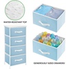 image:imagemDesign Tall Dresser Storage Tower Stand with 4 Removable Fabric Drawers  Steel Frame Wood Top Organizer for Bedroom Entryway Closet  Jane Collection  Carolina BlueWhite