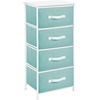 image:imagemDesign Tall Dresser Storage Tower Stand with 4 Removable Fabric Drawers  Steel Frame Wood Top Organizer for Bedroom Entryway Closet  Jane Collection  Turquoise BlueWhite