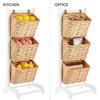 image:imagemDesign Water Hyacinth 3Tiered Storage Baskets Floor Stand with Market Basket Storage Bins  Vertical Standing Rack for Living Room Laundry Bedroom Bathroom Office Organization  WhiteNaturalWhiteNatural