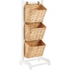image:imagemDesign Water Hyacinth 3Tiered Storage Baskets Floor Stand with Market Basket Storage Bins  Vertical Standing Rack for Living Room Laundry Bedroom Bathroom Office Organization  WhiteNaturalWhiteNatural