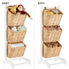 image:imagemDesign Water Hyacinth 3Tiered Storage Baskets Floor Stand with Market Basket Storage Bins  Vertical Standing Rack for Living Room Laundry Bedroom Bathroom Office Organization  WhiteNaturalWhiteNatural