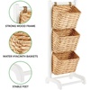 image:imagemDesign Water Hyacinth 3Tiered Storage Baskets Floor Stand with Market Basket Storage Bins  Vertical Standing Rack for Living Room Laundry Bedroom Bathroom Office Organization  WhiteNaturalWhiteNatural