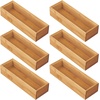 image:imagemDesign Wooden Bamboo Office Drawer Organizer Box Tray Stackable Storage for Drawers Cabinets Shelves Cubby or Desktop Hold Pens Pencils Supplies Echo Collection 6 Pack Natural Wood Finish1