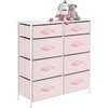 image:imagemDesign 353 High Steel FrameWood Top Storage Dresser Furniture 8 Slim Fabric Drawers Large Bureau Organizer for Baby Kid Teen Bedroom Nursery Playroom Dorm Spira Collection PinkWhite