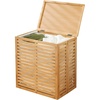 image:imagemDesign Bamboo Wood Foldable Laundry Basket Storage Organizer wRemovable Fabric Liner Lid Collapsible Laundry Hamper for Laundry Room Bathroom Bedroom Holds Clothes  Echo Collection  Natural