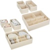 image:imagemDesign Fabric Drawer Organizer Bins KidsBaby Nursery Dresser Closet Shelf Playroom Organization Hold Clothes Toys Diapers Bibs Blankets Lido Collection Set of 4 2 Pack Taupe Stripe
