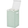 image:imagemDesign Large Upright Laundry Hamper Basket with Hinge Lid and Attached Handles  Foldable for Compact Storage in Bedroom Bathroom Laundry Room Apartment Dorm  Jane Collection  Mint GreenWhite