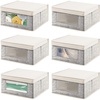 image:imagemDesign Medium Fabric Stackable Closet Storage Organizer Box with Front WindowLid for Bedroom Office Mudroom Organization Hold Clothes Blankets Linens Lido Collection 6 Pack BlackCream