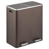 image:imagemDesign Metal Steel 16 Gallon60Liter Large Dual Compartment Step Trash Can Double Bin Trash CanRecycler Combo for Kitchen Holds Garbage Recycling Features Two Removable Liner Buckets  BronzeBronze