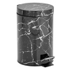 image:imagemDesign Pedal Bin  Metal Waste Bin with Pedal Lid and Plastic Bucket Insert  for Bathroom Kitchen and Office  3 Litre Household Rubbish Bin with Ergonomic Design  BlackBlack Marble