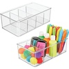 image:imagemDesign Plastic 4 Compartment Craft Organizer  Storage Container Bin for Sewing Notions Thread Crafts Beads Art and Hobby Items  Sewing Supplies Organizer  Ligne Collection  2 Pack  Clear