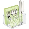 image:imagemDesign Plastic Cutlery Storage Organizer Bin for Kitchen Cabinet or Pantry  Holds Forks Knives Spoons Napkins  4 Section  Indoor or Outdoor Use  Clear