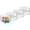 image:imagemDesign Plastic Desk Organizer and Storage Bin wPull Out Drawer  Shallow Stackable Office Storage Container for Office Supplies  Desktop Drawer Organizer  Lumiere Collection  8 Pack WhiteClear