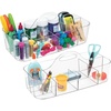 image:imagemDesign Plastic Divided Art and Craft Storage Organizer Caddy Tote Bin with Handle for Home Office and Living Room  Holds Pencils Crayons Sewing Supplies  Lumiere Collection 2 Pack ClearClear